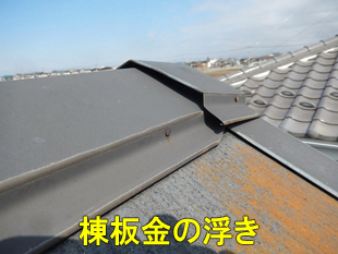 12突風で棟板金浮き