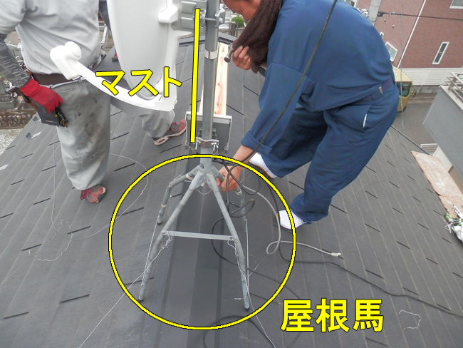 アンテナマストと屋根馬