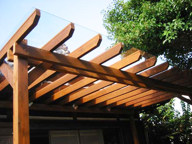 ウッドデッキ屋根:ポリカ平板